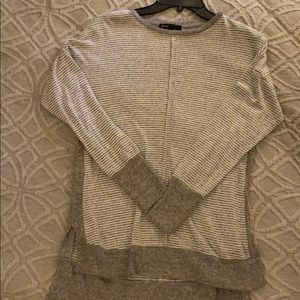 Gibson gray and white striped sweater